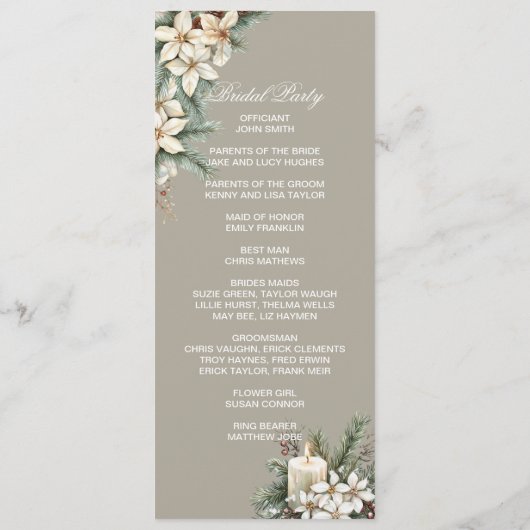 Winter Themed beige double side program card  プログラム (裏面)