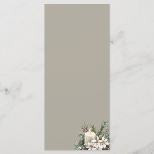 Winter themed Beige floral  Menu メニュー (裏面)