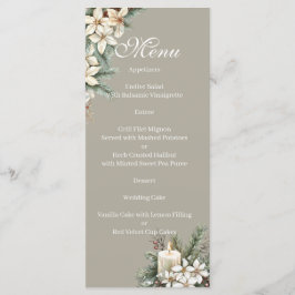 Winter themed Beige floral  Menu メニュー