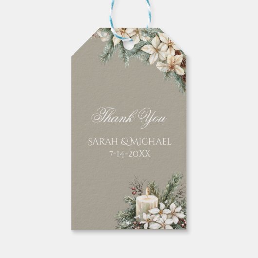 Winter Themed beige Wedding ギフトタグ (裏面)