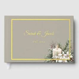 Winter themed beige with candle Wedding Guest Book ゲストブック