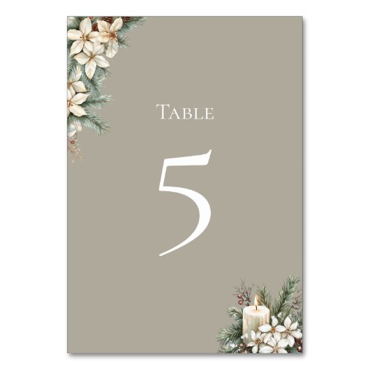Winter themed Table Number Card テーブルナンバー (正面)