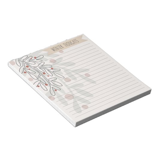 Winter thoughts hand drawn abstract mistletoe ノートパッド (アングル)