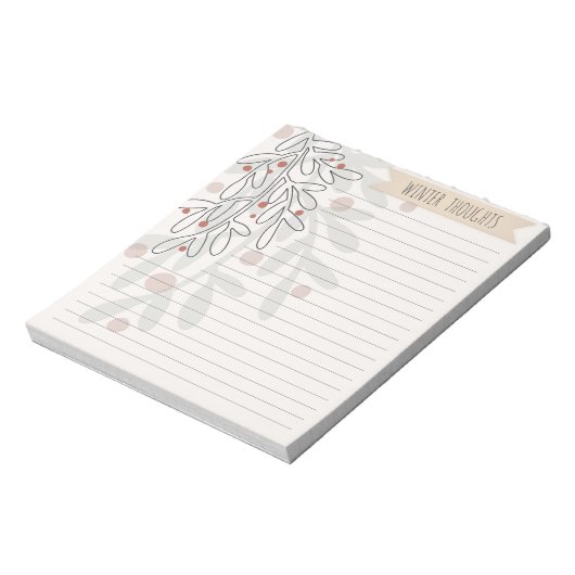 Winter thoughts hand drawn abstract mistletoe ノートパッド (回転)