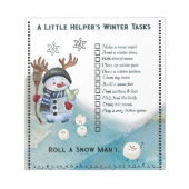 Winter To-Do List Notepad Snowman and Marshmallow ノートパッド (正面)