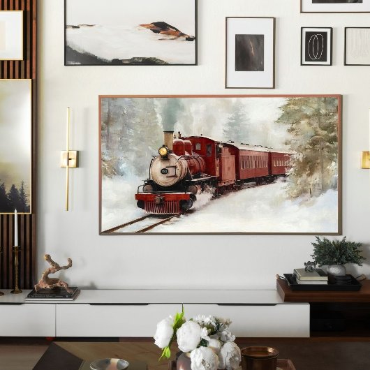 Winter Train Journey Print | Samsung Frame TV Art ポスター