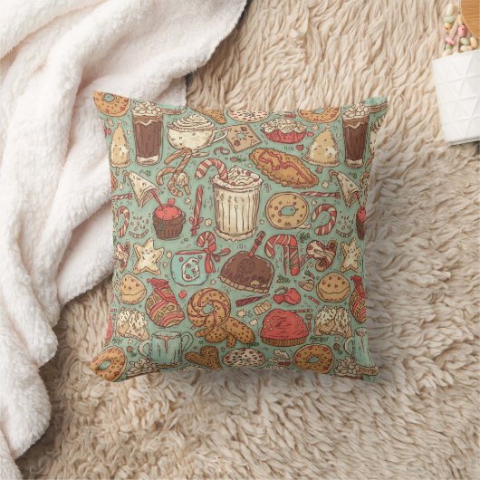 Winter Treats & Drinks Pattern | Cozy Café Holiday クッション (ブランケット)