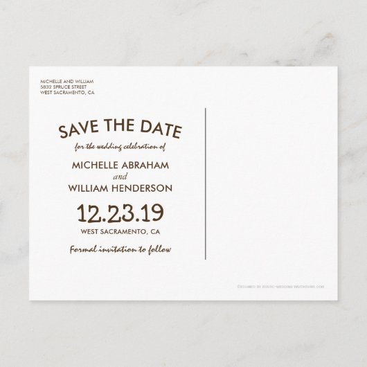 Winter Tree Twinkle素朴 Lights日付を保存 案内ポストカード (裏面)