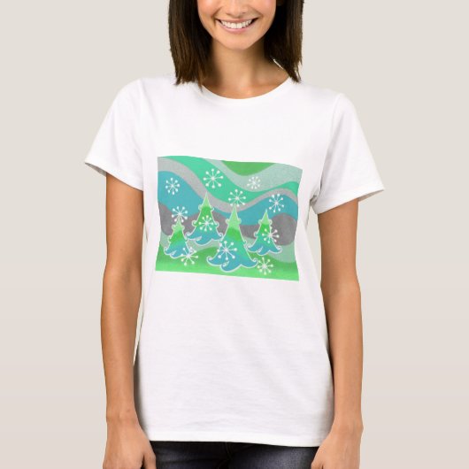 Winter TreesグリーンTシャツ Tシャツ (正面)