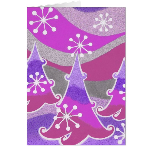 Winter Trees紫のグリーティングカード（縦） (正面)