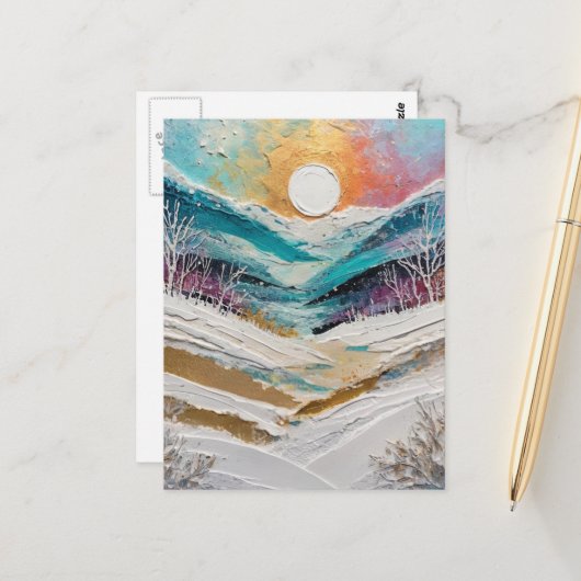 Winter Trees and Snow Painting ポストカード (正面/裏面インサイチュ)