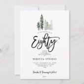winter trees festive 80th birthday invitation 招待状 (正面)