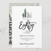 winter trees festive 80th birthday invitation 招待状 (正面/裏面)