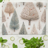 Winter Trees - Rustic Holiday Forest (1) キッチンタオル (折り畳み)