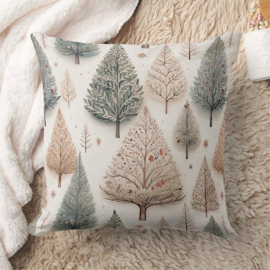 Winter Trees - Rustic Holiday Forest (1) クッション (ブランケット)