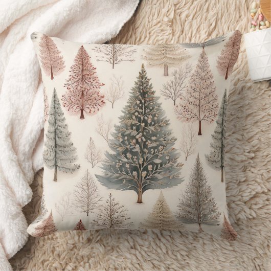 Winter Trees - Rustic Holiday Forest (2) クッション (ブランケット)
