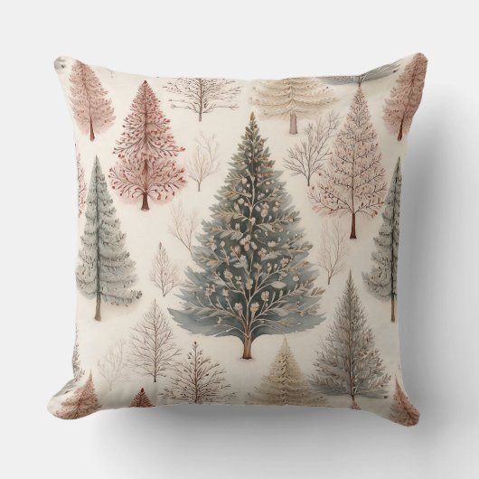 Winter Trees - Rustic Holiday Forest (2) クッション (正面)