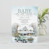 Winter Truck Baby It’s Cold Outside Baby Shower 招待状 (スタンド正面)