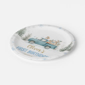 Winter Truck Onederland Forest Birthday ペーパープレート (アングル)