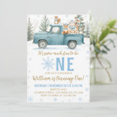 Winter Truck Woodland Onederland 1st Birthday 招待状 (スタンド正面)