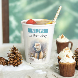 Winter Vibes Ermine - 1st birthday - 紙コップ