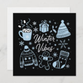 Winter Vibes Holiday Xmas Season Snowflakes 招待状 (正面/裏面)