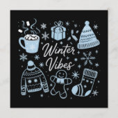 Winter Vibes Holiday Xmas Season Snowflakes 招待状 (正面)