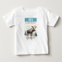 Winter Vibes Moose – 誕生日1Tシャツ ベビーTシャツ