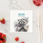 Winter Vibes Raccoon – バースデーパーティー – スタンダードカクテルナプキン (インサイチュ)