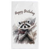 Winter Vibes Raccoon – バースデーパーティー – スモールペーパーバッグ (裏面)