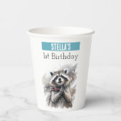 Winter Vibes Raccoon - 1歳の誕生日 –  紙コップ (裏面)