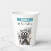 Winter Vibes Raccoon - 1歳の誕生日 –  紙コップ (正面)