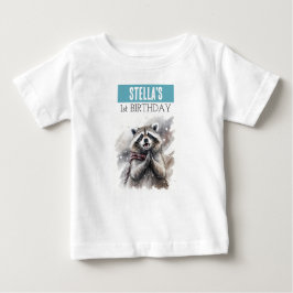 Winter Vibes Raccoon - 1歳の誕生日Tシャツ ベビーTシャツ