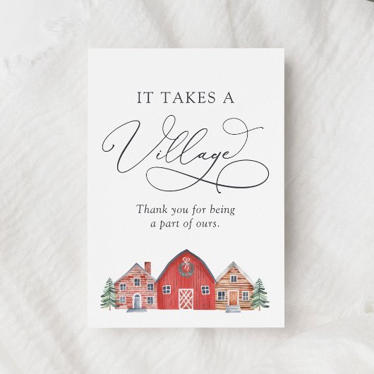 Winter Village Christmas Baby Shower サンキューカード