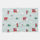 Winter Village Kitchen Towel - Christmas Gift キッチンタオル (横)