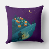 Winter Village Lantern Walk Night Scene Throw Pill クッション (裏面)