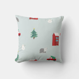 Winter Village Throw Pillow - Holiday Gift & Decor クッション