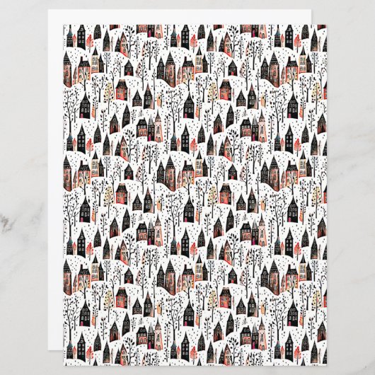 Winter villages pattern christmas craft paper (正面/裏面)