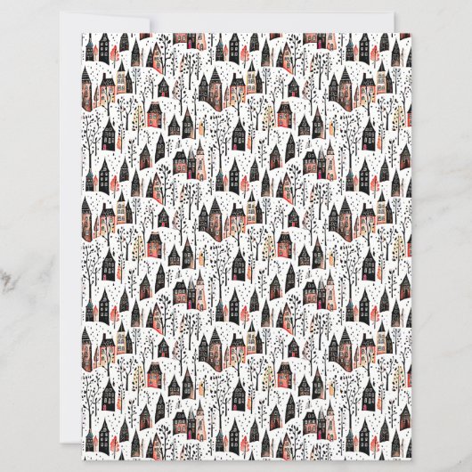 Winter villages pattern christmas craft paper (正面)