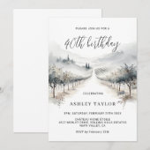 Winter Vineyard Birthday Invitation Wine Any Age 招待状 (正面/裏面)