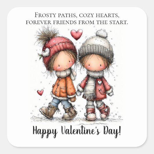 Winter Walk Valentine  スクエアシール (正面)