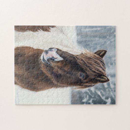 Winter Warmth Icelandic Horse Watercolor Puzzle  ジグソーパズル (横)