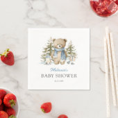 Winter Watercolor Bear Baby Shower スタンダードカクテルナプキン (インサイチュ)