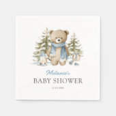 Winter Watercolor Bear Baby Shower スタンダードカクテルナプキン (正面)