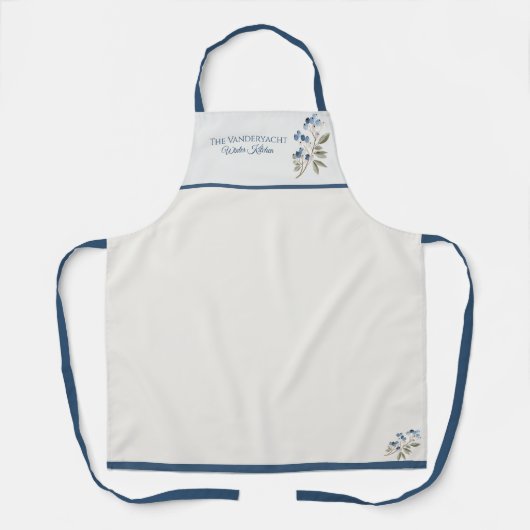 Winter Watercolor Botanical Kitchen エプロン (正面)