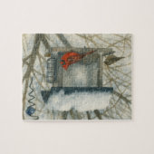 Winter Watercolor Cardinal ジグソーパズル (横)