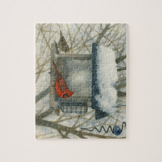 Winter Watercolor Cardinal ジグソーパズル (縦)