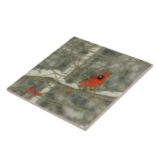 Winter Watercolor Cardinal タイル (側面)