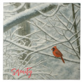 Winter Watercolor Cardinal タイル (正面)
