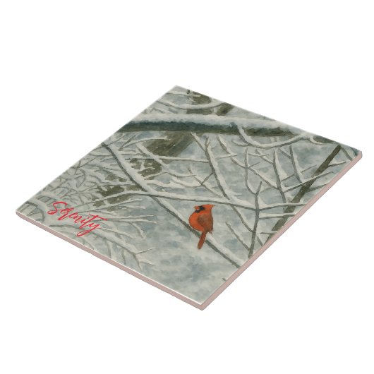 Winter Watercolor Cardinal タイル (側面)